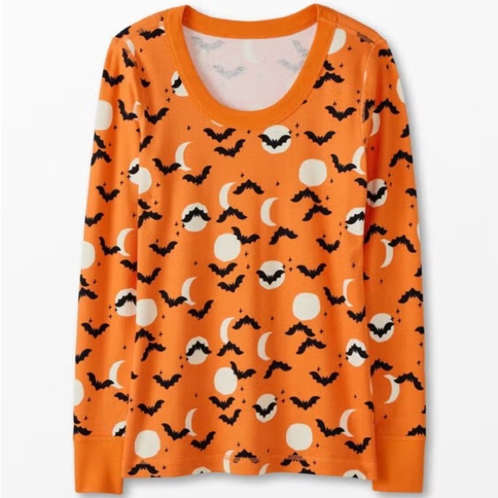 Hanna Andersson Orange Halloween Pajama Top and Pants Size Large Brand New
